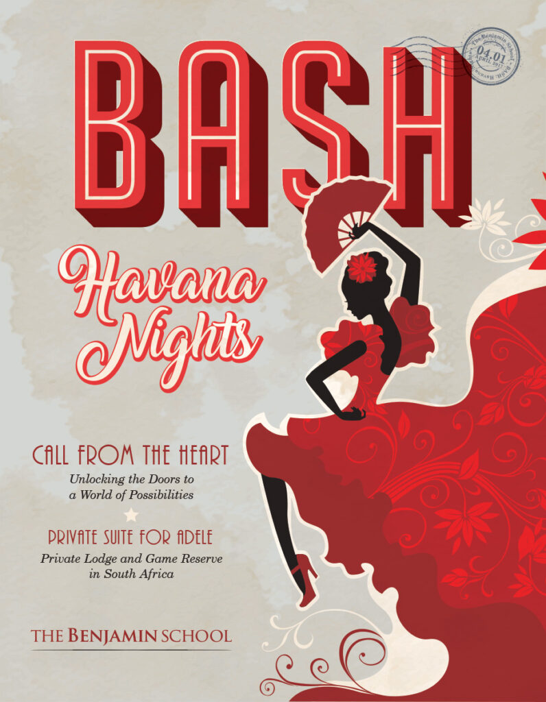 Event poster design for The Benjamin School's BASH: Havana Nights