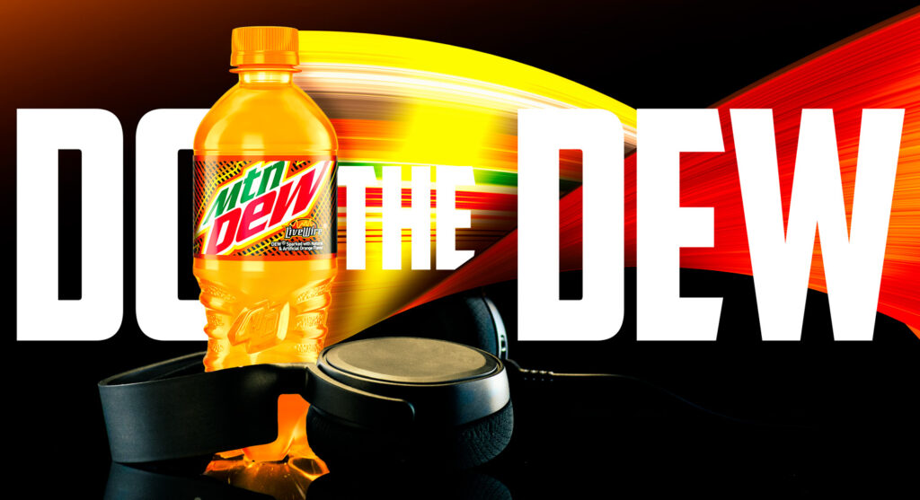 Social Media Graphic: "Do the Dew" - Mountain Dew. Design and headphone photography by Danny Rendo / Devillin Labs
